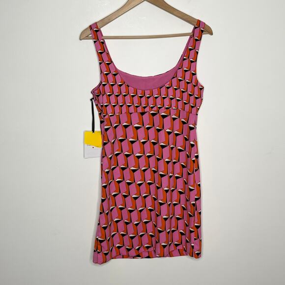 Diane Von Furstenberg x Target Womens Mini Shift Dress 4 Pink Geometric Print - Picture 9 of 12